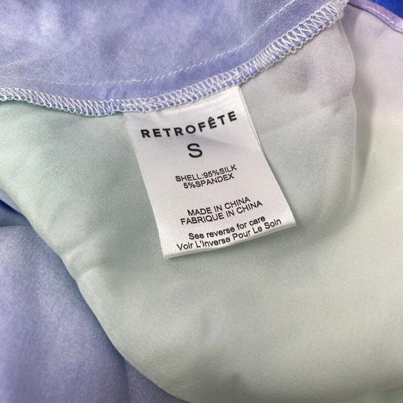 Retrofete Rylynn Silk Drape Mini Dress S in Watercolor Wave NWT $425 - Picture 12 of 12